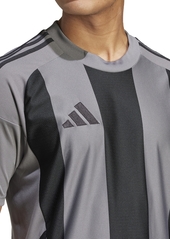 adidas Men's Stripe Logo Jersey T-Shirt - Grey / Black