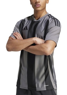 adidas Men's Stripe Logo Jersey T-Shirt - Grey / Black