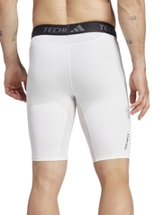 adidas Men's Tech-Fit Logo Compression Shorts - White