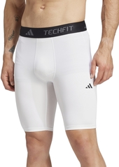 adidas Men's Tech-Fit Logo Compression Shorts - White