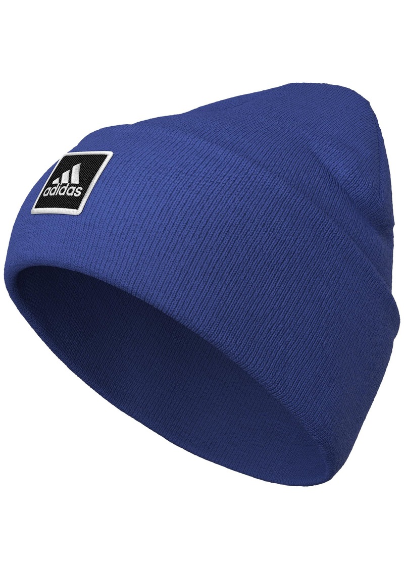 adidas Men's Wide Cuff Tall Fit Fold Beanie Midweight Warm Style with Embroidered Patch