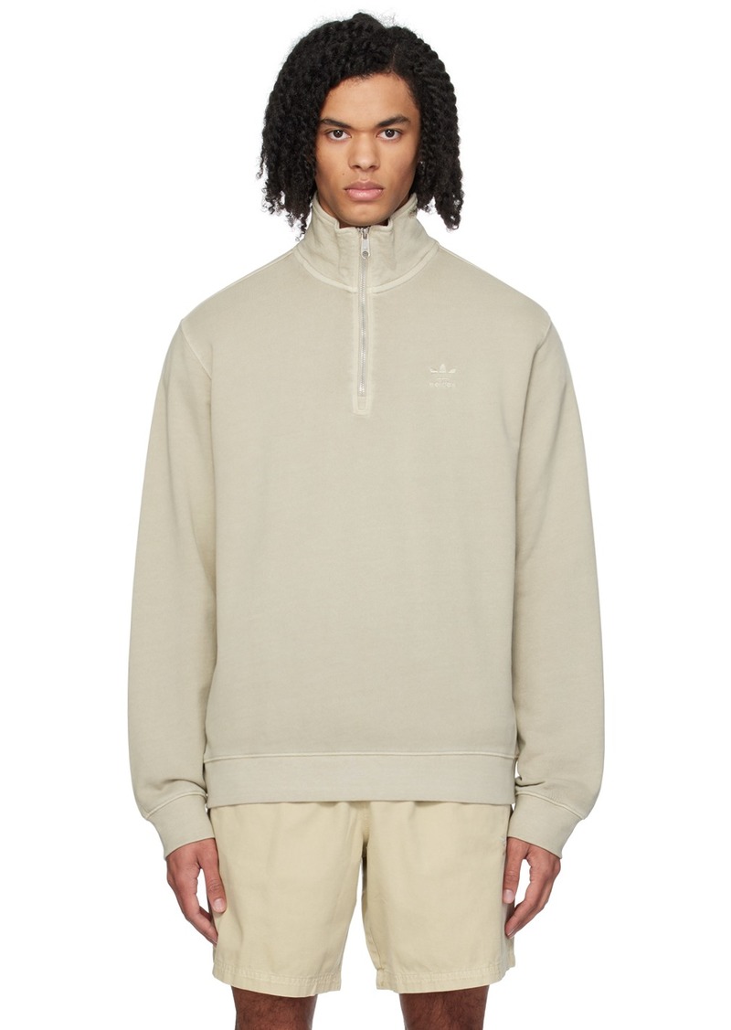 adidas Originals Beige Half-Zip Sweatshirt