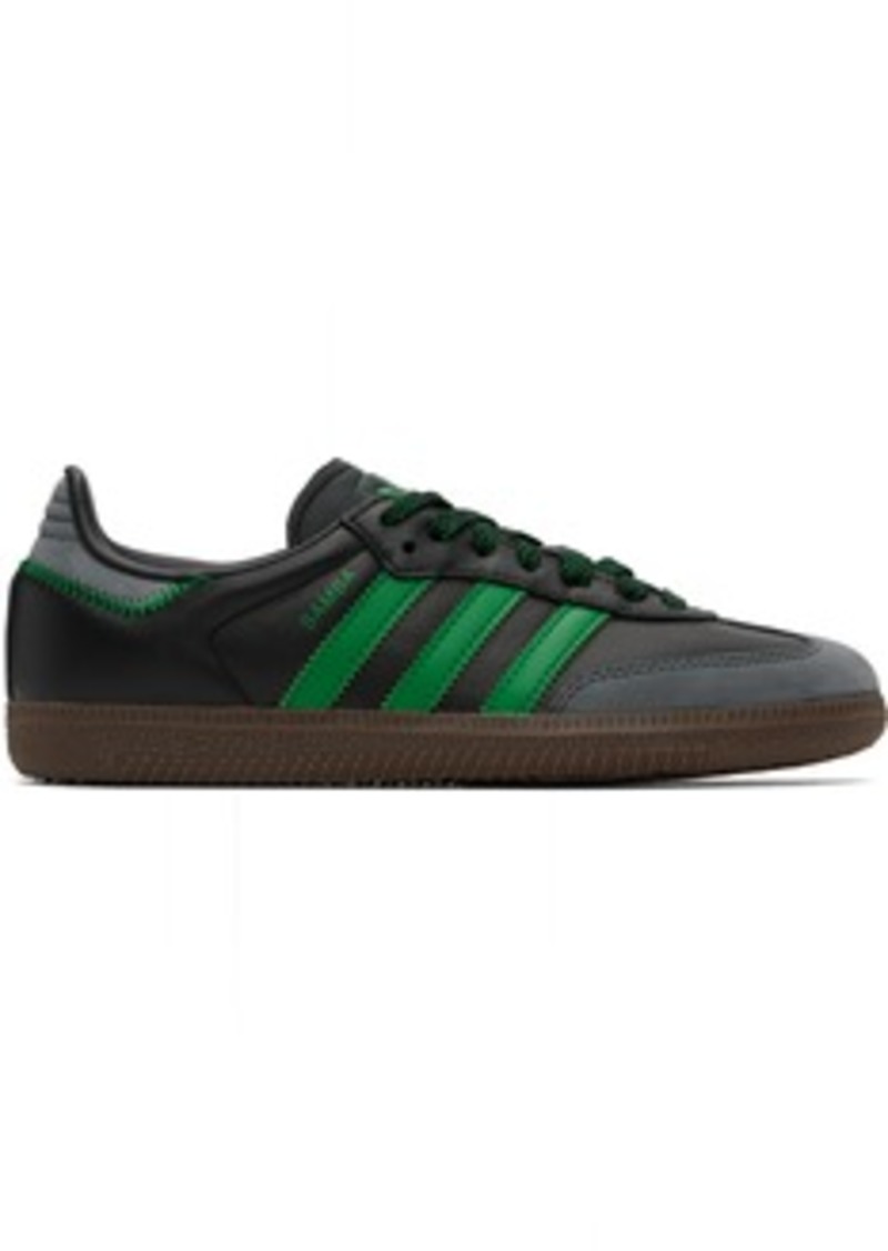 adidas Originals Black & Green Samba Sneakers