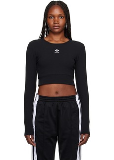 adidas Originals Black Embroidered Long Sleeve T-Shirt