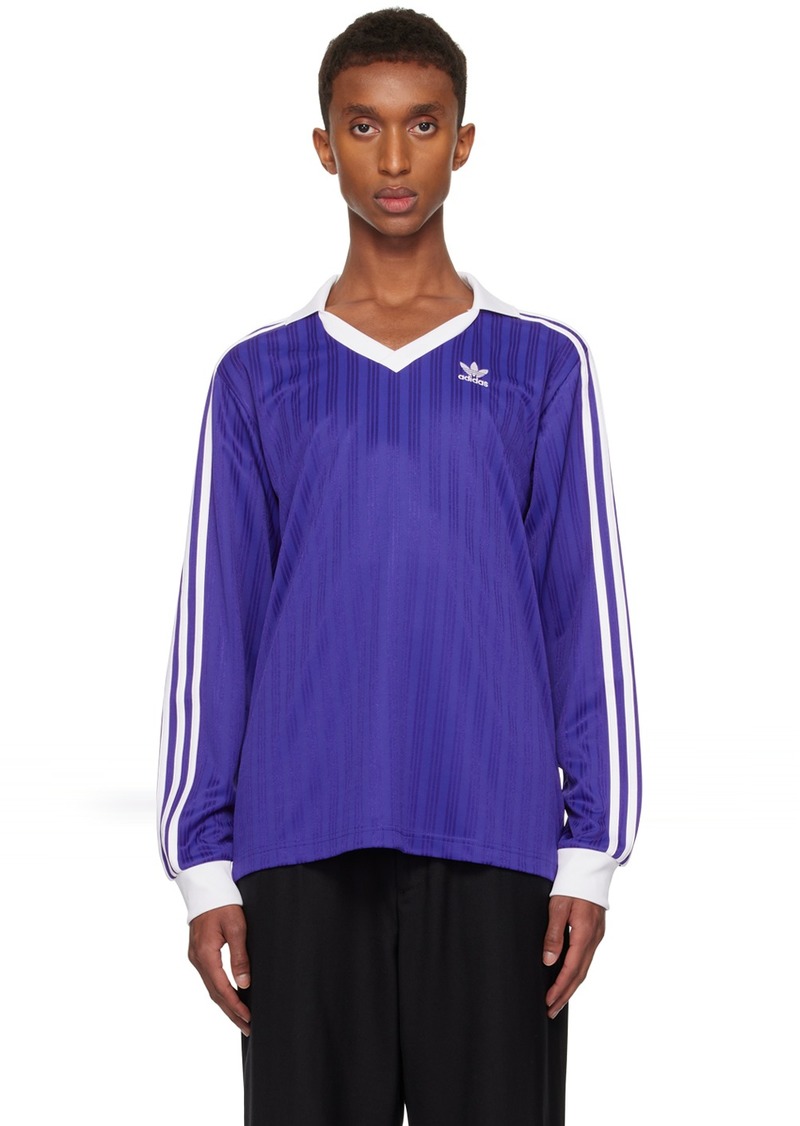 adidas Originals Blue Adicolor Piqué Soccer Long Sleeve Polo