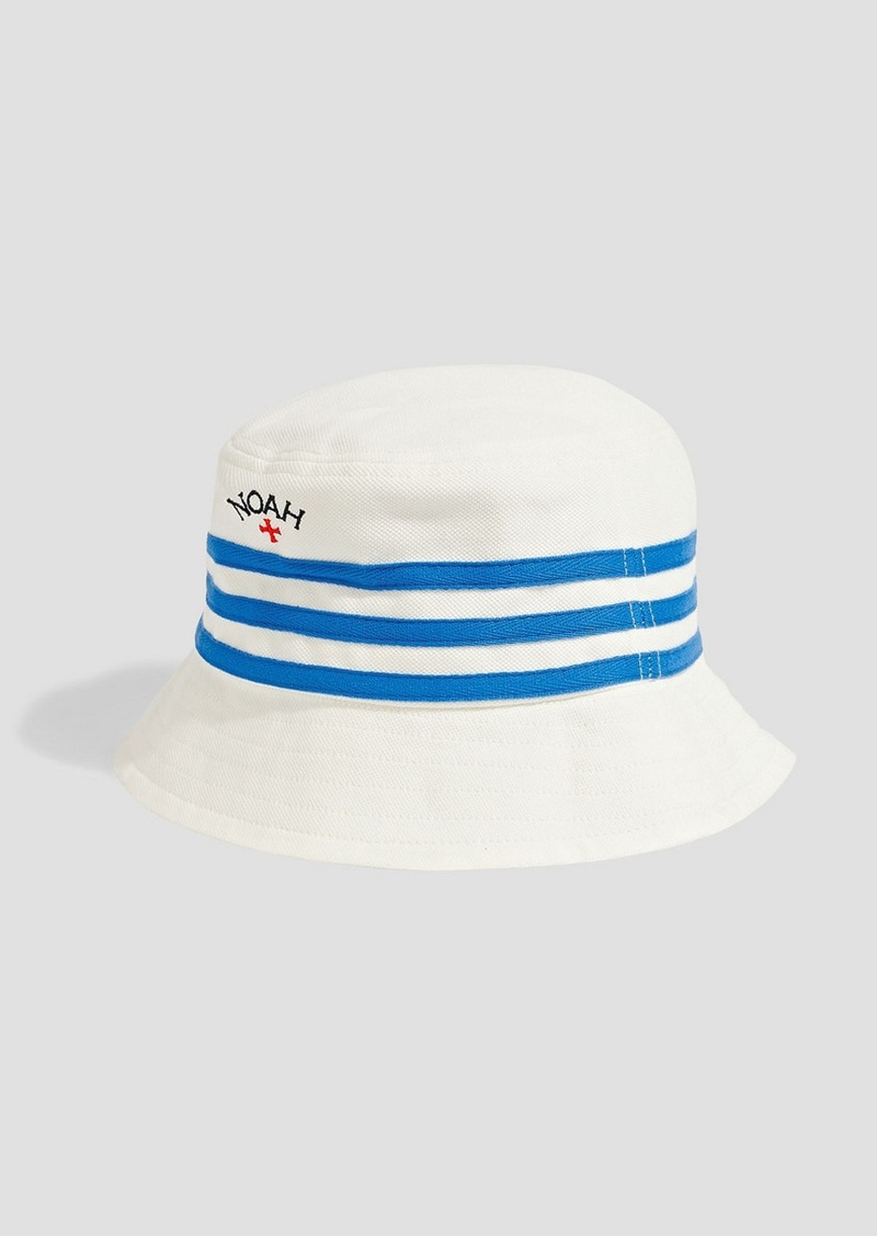 Adidas - Striped embroidered cotton-piqué bucket hat - White - ONESIZE