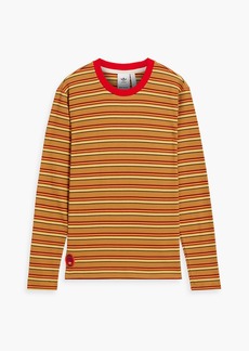 adidas Originals - Ribbed striped cotton-blend T-shirt - Brown - S