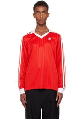 adidas Originals Red Adicolor Piqué Soccer Long Sleeve Polo