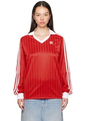 adidas Originals Red Adicolor Piqué Soccer Long Sleeve Polo