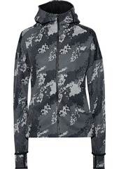 Adidas Originals Woman Z.n.e. Printed Jersey Hooded Track Jacket Gray