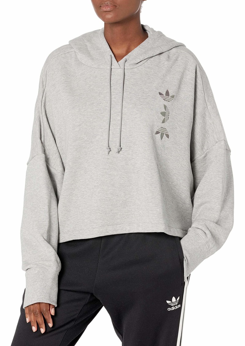 adidas Originals womens Large Logo Cropped Hoodie Sweatshirt   US