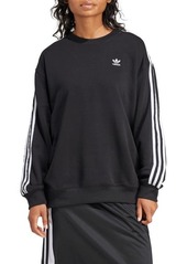 adidas Oversize 3-Stripes Logo Embroidered Crewneck Sweatshirt