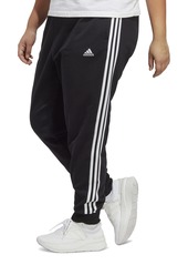 adidas Plus Size Essentials 3-Striped Cotton French Terry Cuffed Joggers - Medium Grey Heather/white