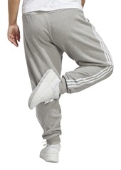 adidas Plus Size Essentials 3-Striped Cotton French Terry Cuffed Joggers - Medium Grey Heather/white