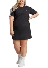 adidas Plus Size Essentials 3-Stripes Boyfriend T-Shirt Dress - Black/white