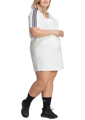 adidas Plus Size Essentials 3-Stripes Boyfriend T-Shirt Dress - Black/white