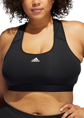 Adidas Plus Size Powerreact Training Medium-Support Bra - Dark Grey Heather