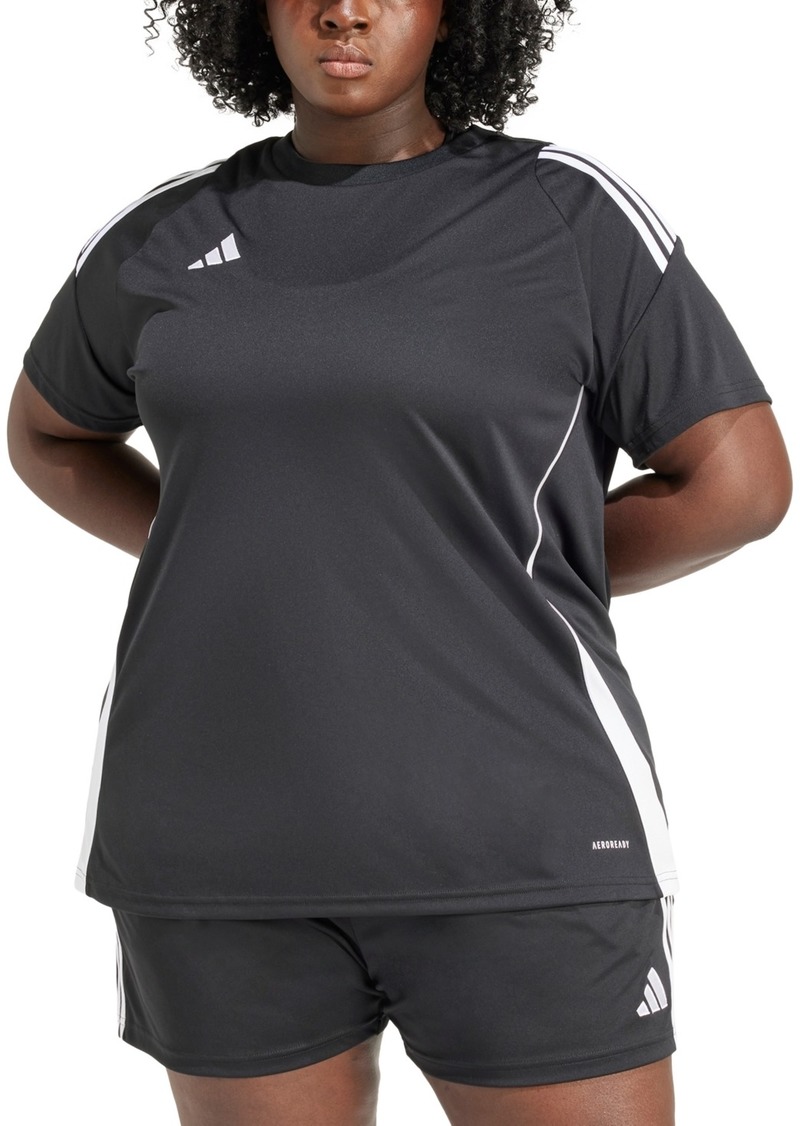 adidas Plus Size Tiro 24 Football Jersey T-Shirt - Black/whit