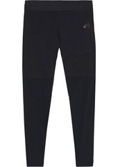 Adidas Woman Cropped Mesh-paneled Stretch-cotton Jersey Track Pants Black