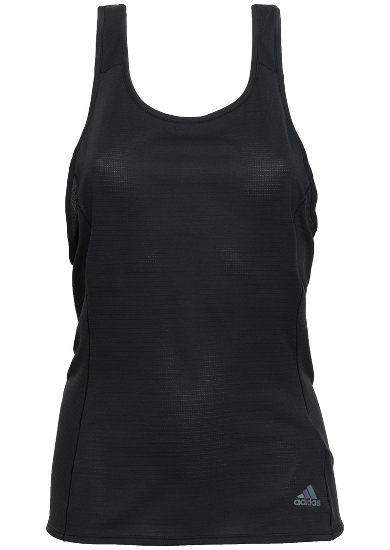 Adidas Woman Reflective-trimmed Tech-jersey And Mesh Tank Black
