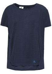 Adidas Woman Striped Textured-jersey T-shirt Charcoal