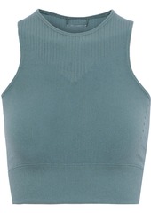Adidas Woman Warpknit Cropped Stretch Top Slate Blue