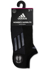 adidas Women's 3-Pk. Superlite 3-Stripe No-Show Socks - Black/white/cool Light Heather