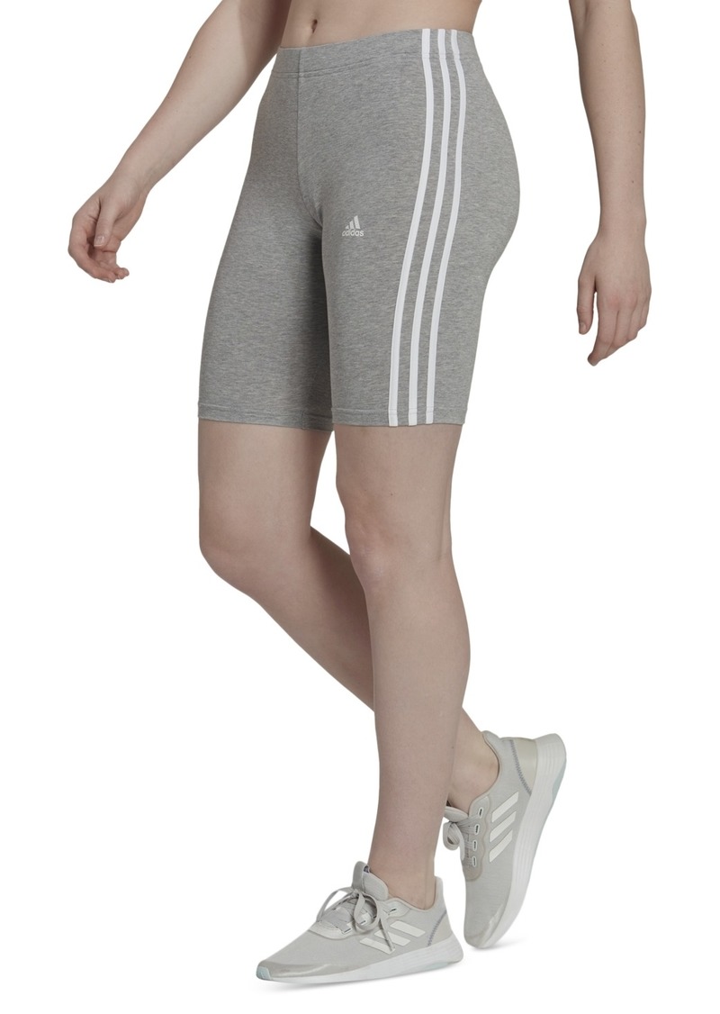 adidas Women's 3-Stripe Bike Shorts - Medium Grey Heather/white