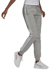 adidas Women's 3-Stripe Cotton Fleece Sweatpant Jogger - Off White Mel/white