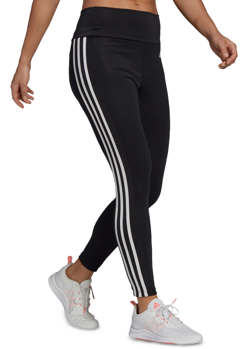 adidas Women's 3-Stripe High-Waist Full Length Training Leggings - Black/White