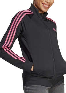 adidas Women's 3-Stripe Tricot Track Jacket, Xs-4X - Black/pulse Magenta