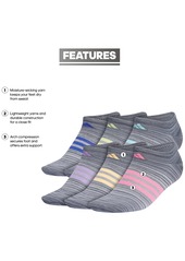 adidas Women's 6-Pk. Superlite Ombre 2.0 No Show Socks - Medium Grey