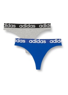 Adidas Women's Comfort Cotton Thong Underwear Panty-2 Pack HTRGRY-BOLDBLUE M