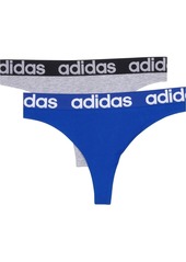 Adidas Women's Comfort Cotton Thong Underwear Panty-2 Pack HTRGRY-BOLDBLUE M