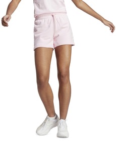 adidas Women's Cotton Essentials Linear French Terry Shorts - Clear Pink/white