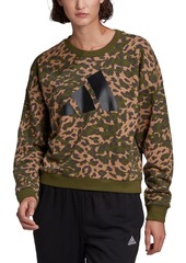adidas Women's Cotton Sportswear Leopard-Print Sweatshirt
