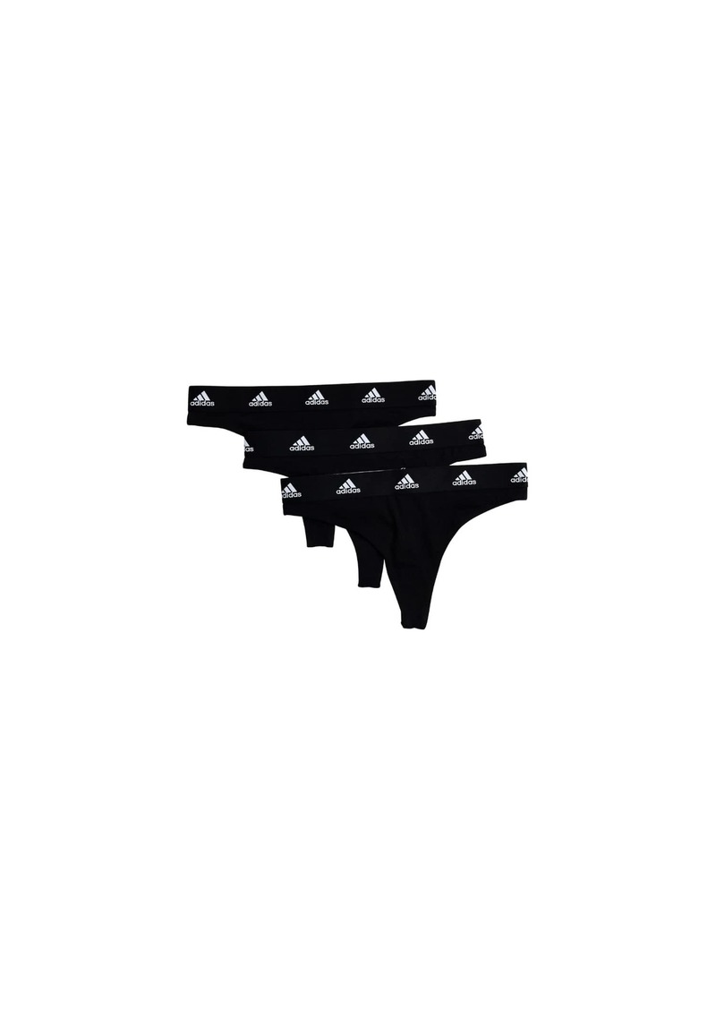 Adidas Women's Cotton Stretch Thong Panties 3-Pack Black/Black/Black