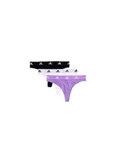 Adidas Women's Cotton Stretch Thong Panties 3-Pack Black/White/Lilac