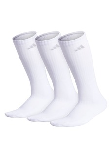 adidas Women's Cushioned Crew Socks (3-pair) White/Clear Onix Grey medium