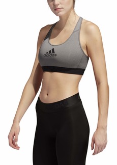 adidas Women's Don't Rest Alphaskin AEROREADY Training Pilates Yoga Medium Support Workout Bra Dark Gray Heather