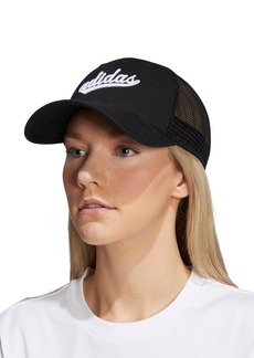 adidas Women's Embroidered Logo Mesh Trucker Hat - Black/white