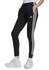 adidas Women's 3-Stripe Cotton Fleece Sweatpant Jogger - Medium Grey Heather/white