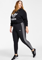 adidas Women's Essentials 3-Stripe Full Length Cotton Leggings, Xs-4X - Black/ Clear Pink