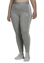 adidas Women's Essentials 3-Stripe Full Length Cotton Leggings, Xs-4X - Black/White
