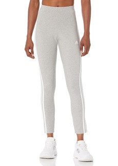 adidas Women's Essentials 3-Stripes High-Waisted Single Jersey Leggings  Grey Heather/White