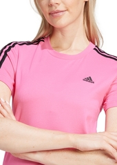 adidas Women's Essentials Cotton 3 Stripe T-Shirt - Black