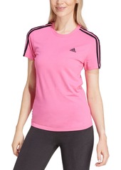 adidas Women's Essentials Cotton 3 Stripe T-Shirt - Black