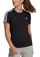 adidas Women's Essentials Cotton 3 Stripe T-Shirt - Med Gray
