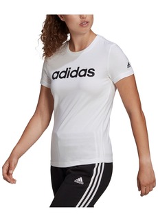 adidas Women's Essentials Cotton Linear Logo T-Shirt - White