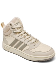 adidas Women's Essentials Hoops 3.0 Mid Winterized Sneakerboots from Finish Line - Wonder White, Aluminum